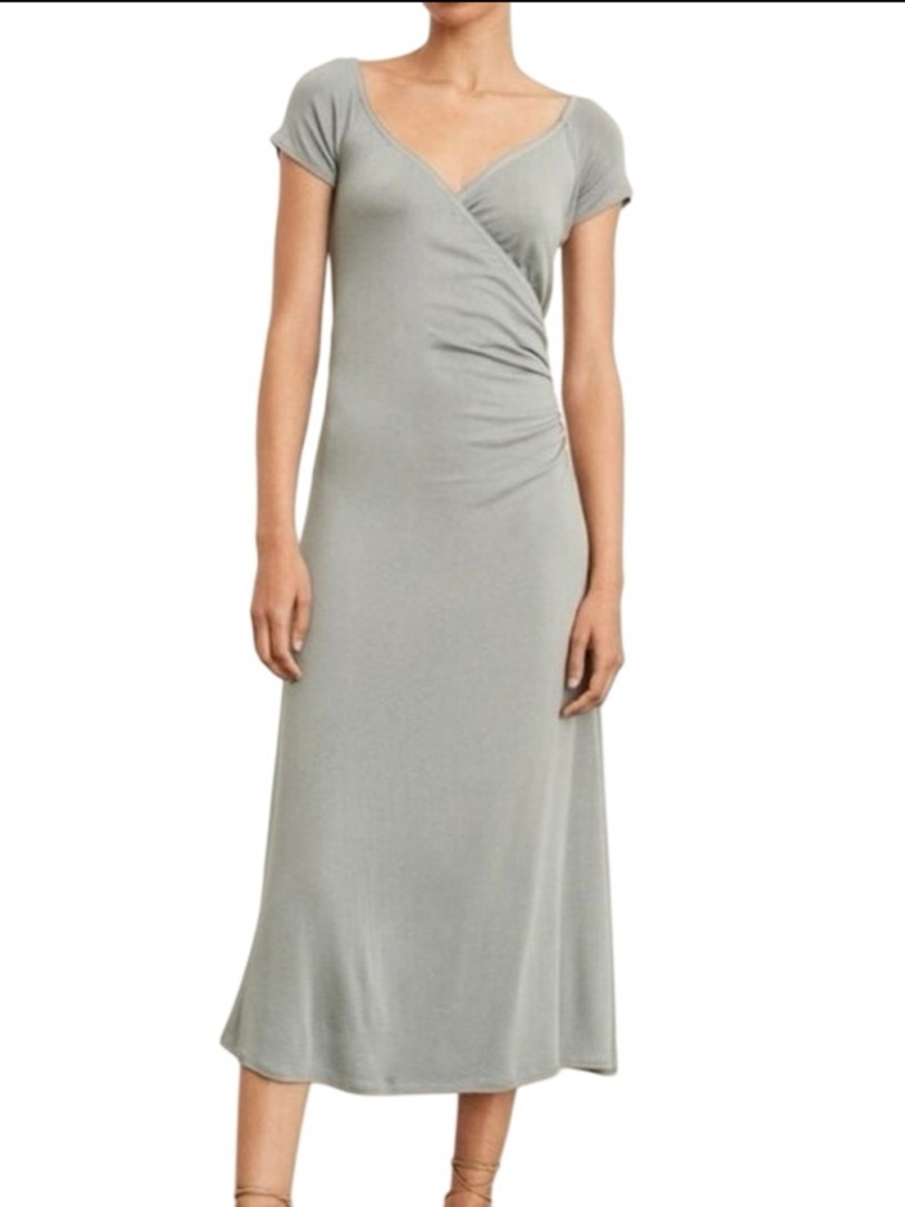 Vince Light Sage Wrap-Front Midi Dress